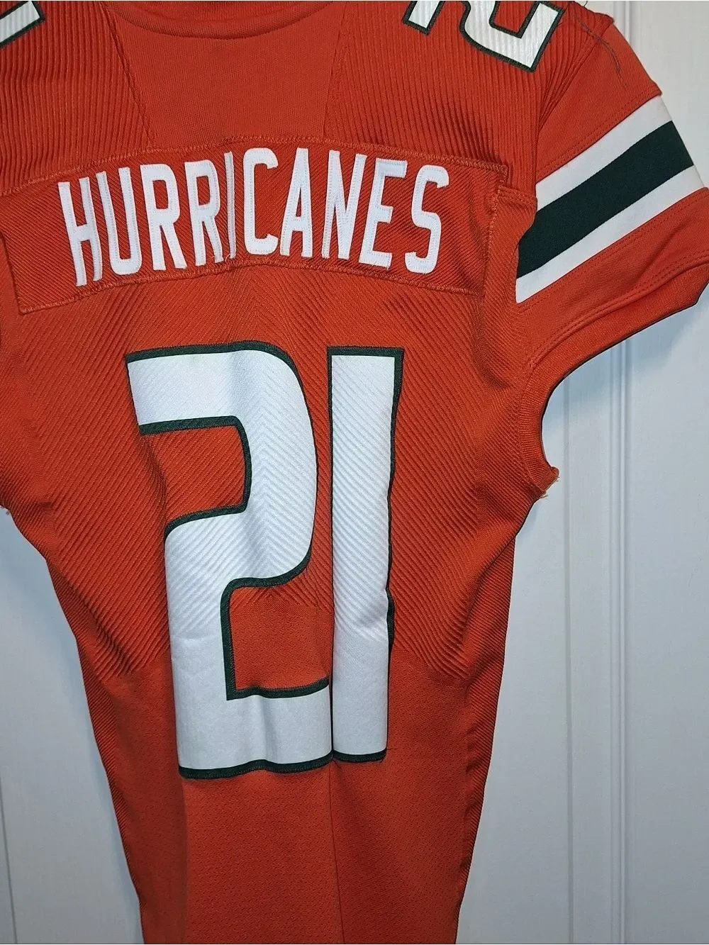 Addidas Hurricanes Orange Football Jersey with White & Green Accents #21 2XL